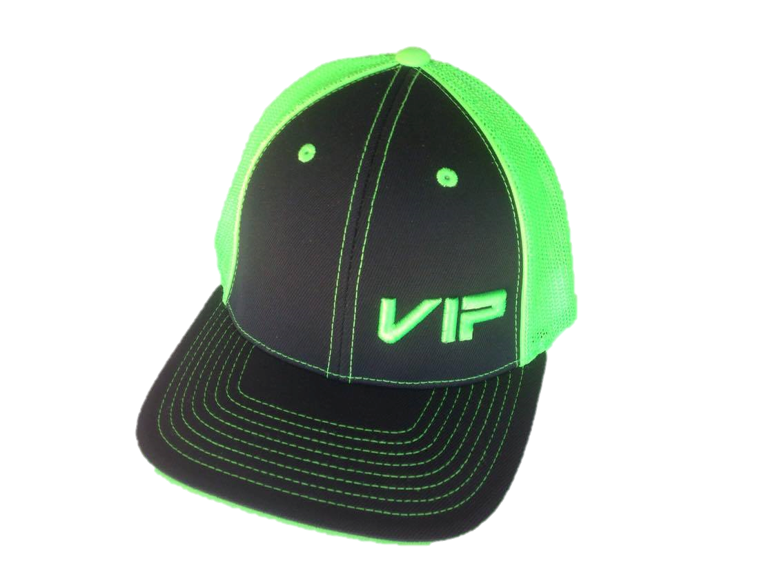 Small VIP Logo Flex-Fit Hat - Black/Neon Green - VIP Sportswear