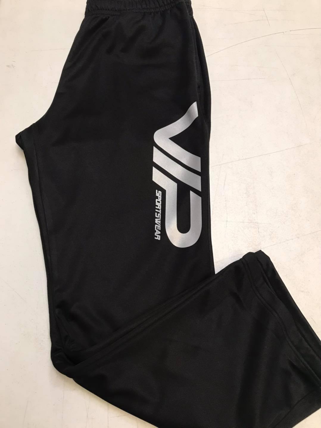 Fleece Pants - Black with Metallic Logo - VIP Sportswear